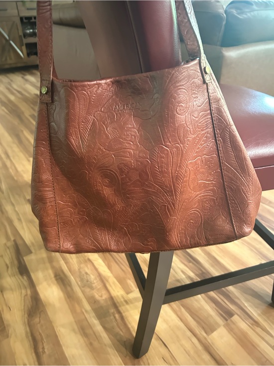 American Leather Co. Handbags - American Leather Embossed Leather Shoulder Bag in Chestnut